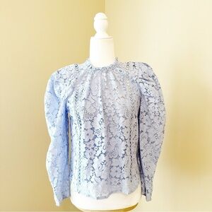 Express Puff Sleeve Lace Pale Blue Top NWT - XS